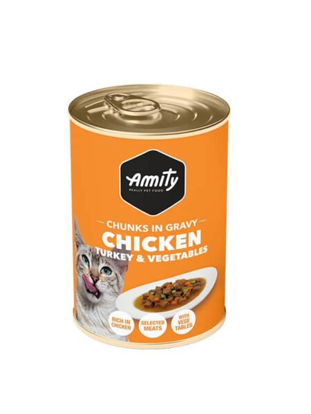 AMITY Morceaux De Poulet Aux Légumes Pour Chats Adultes 415g