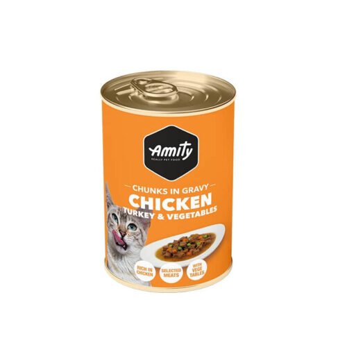 AMITY Morceaux De Poulet Aux Légumes Pour Chats Adultes 415g