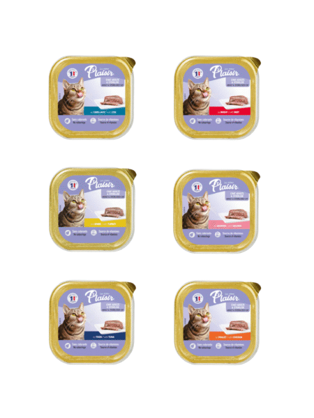 PLAISIR Pour Chats Stérilisés 100g  Poulet | Bœuf | Cabillaud | Saumon | Thon | Dinde