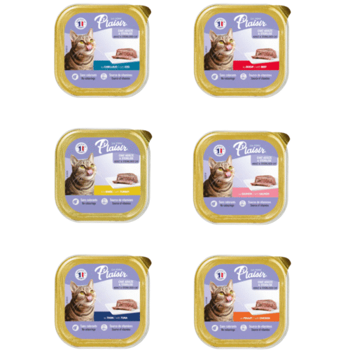 PLAISIR Pour Chats Stérilisés 100g  Poulet | Bœuf | Cabillaud | Saumon | Thon | Dinde
