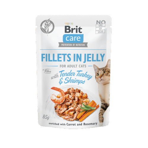 Brit Care Filets En Gelée Pour Chats à La Dinde Et Crevettes 85g.