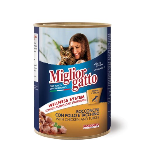 MIGLIORGATTO Morceaux Poulet Et Dinde 405g