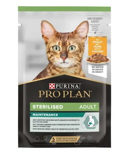 PRO PLAN STERILISED MAINTENANCE au Poulet en Sauce Pour Chat Adulte 85g