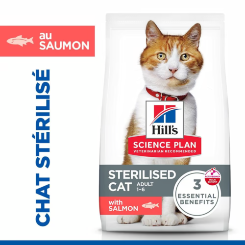 Hill’s Science Plan Croquettes Pour Chats Adultes Stérilisés au Saumon 1,5 Kg