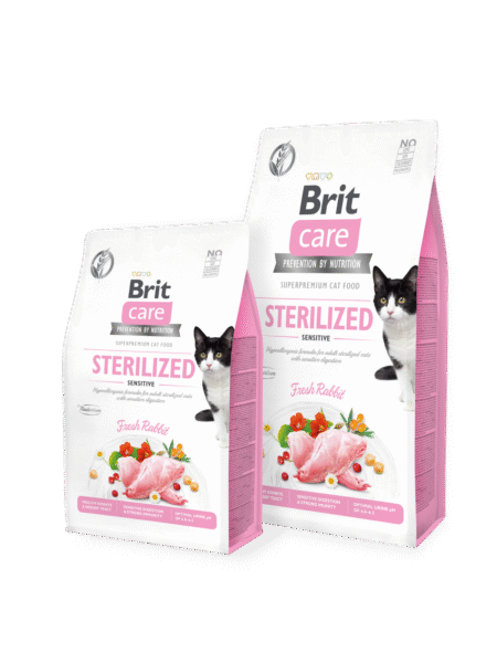 Brit Care STÉRILISÉ SENSIBLE Sans Céréales au Lapin Frais Pour Chats Adultes Stérilisés 2Kg | 7Kg