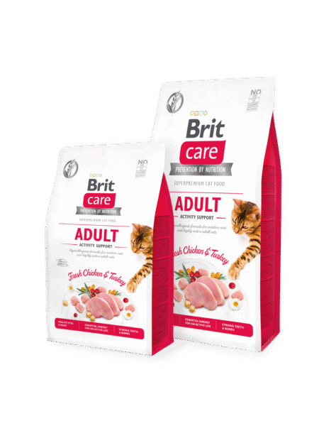Brit Care FORTE ACTIVITE Sans Céréales au Poulet Frais et à la Dinde Pour Chats Adultes d'extérieur 2Kg.