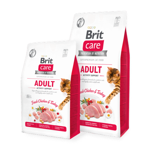 Brit Care FORTE ACTIVITE Sans Céréales au Poulet Frais et à la Dinde Pour Chats Adultes d'extérieur 2Kg.
