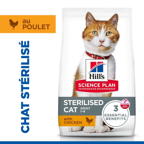 Hill’s Science Plan Croquettes Pour Chats Adultes Stérilisés au Poulet 1,5 Kg | 3 Kg
