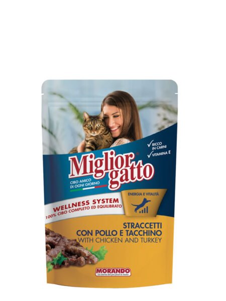 MIGLIORGATTO EFFILÉS POULET ET DINDE 100g