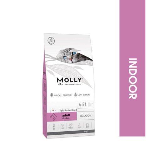 MOLLY INDOOR Light & STERILISED Au Poulet Pour Chat 2Kg