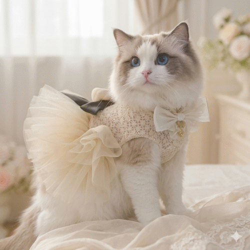 La robe en dentelle perlée pour chat et chien