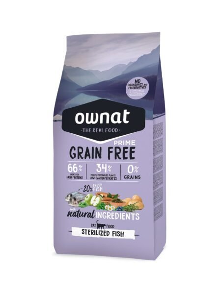 OWNAT GRAIN FREE PRIME STÉRILISÉ au Poisson pour Chat 3Kg | 8 Kg