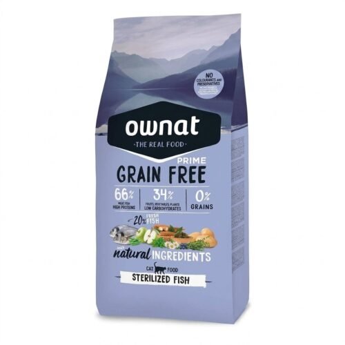 OWNAT GRAIN FREE PRIME STÉRILISÉ au Poisson pour Chat 3Kg | 8 Kg