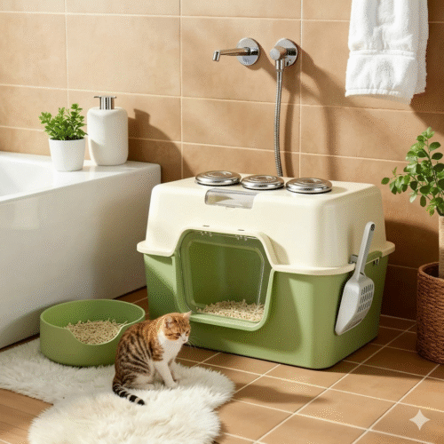 bac à litière fermé pour chat