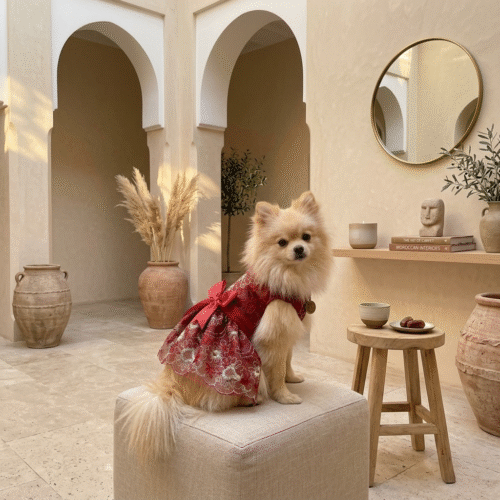 robe de fête rouge pour chien et chat